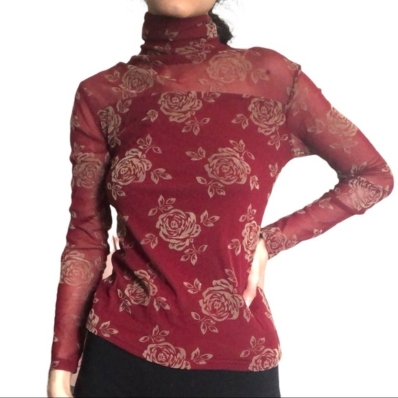 Sparkly Long-sleeve Mesh Rose top - Picture 12 of 12